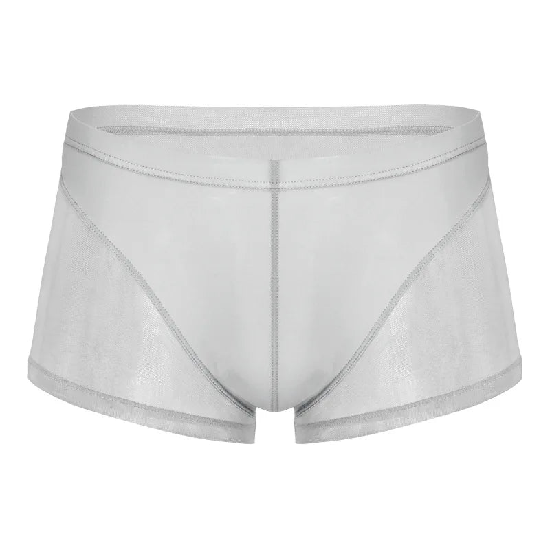 Men's Transparent Breathable Boxer Shorts with U Convex Pouch