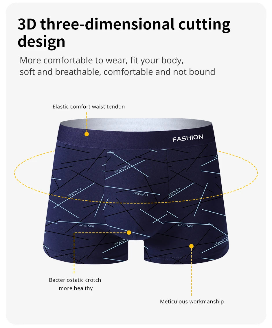 Men's Boxer Shorts, 4pcs Soft Polyester Elastane Set
