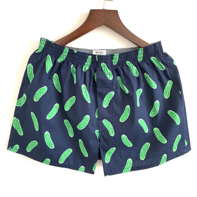 Home Pajama Shorts Mens Sleepwear Loose Elastic Sleep Bottoms Cotton Comfortable Breathable Boxers Casual Male Print Underpants