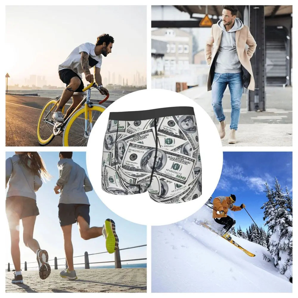 Money Print Boxer Briefs for Men