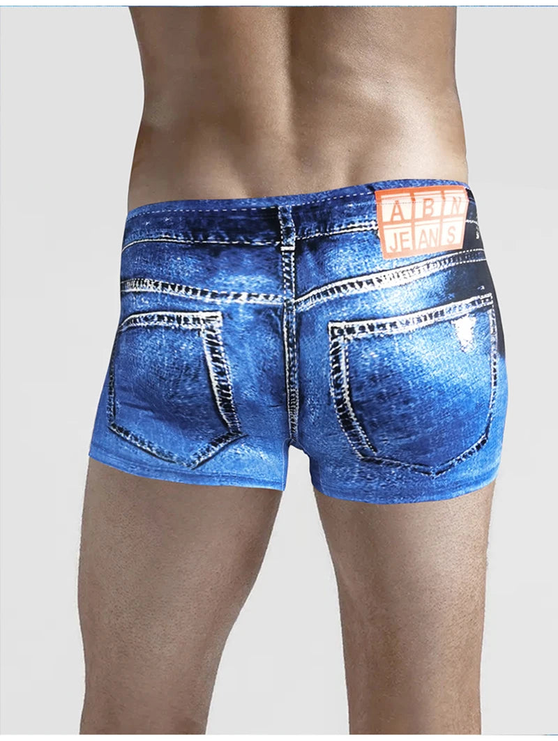 Men's 3D Print Denim Boxer Shorts