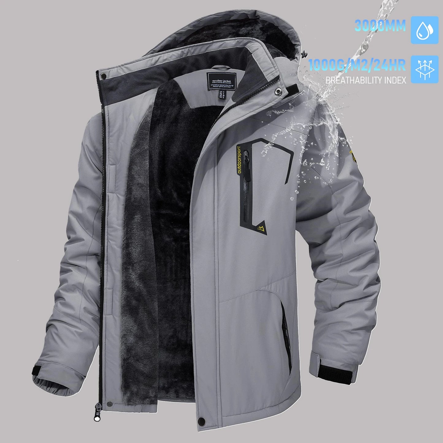 TACVASEN Men's Winter Ski Jackets Waterproof Fleece Coats Insulated Thermal Snowboard Jacket Parka Raincoat with Hood Man Parka