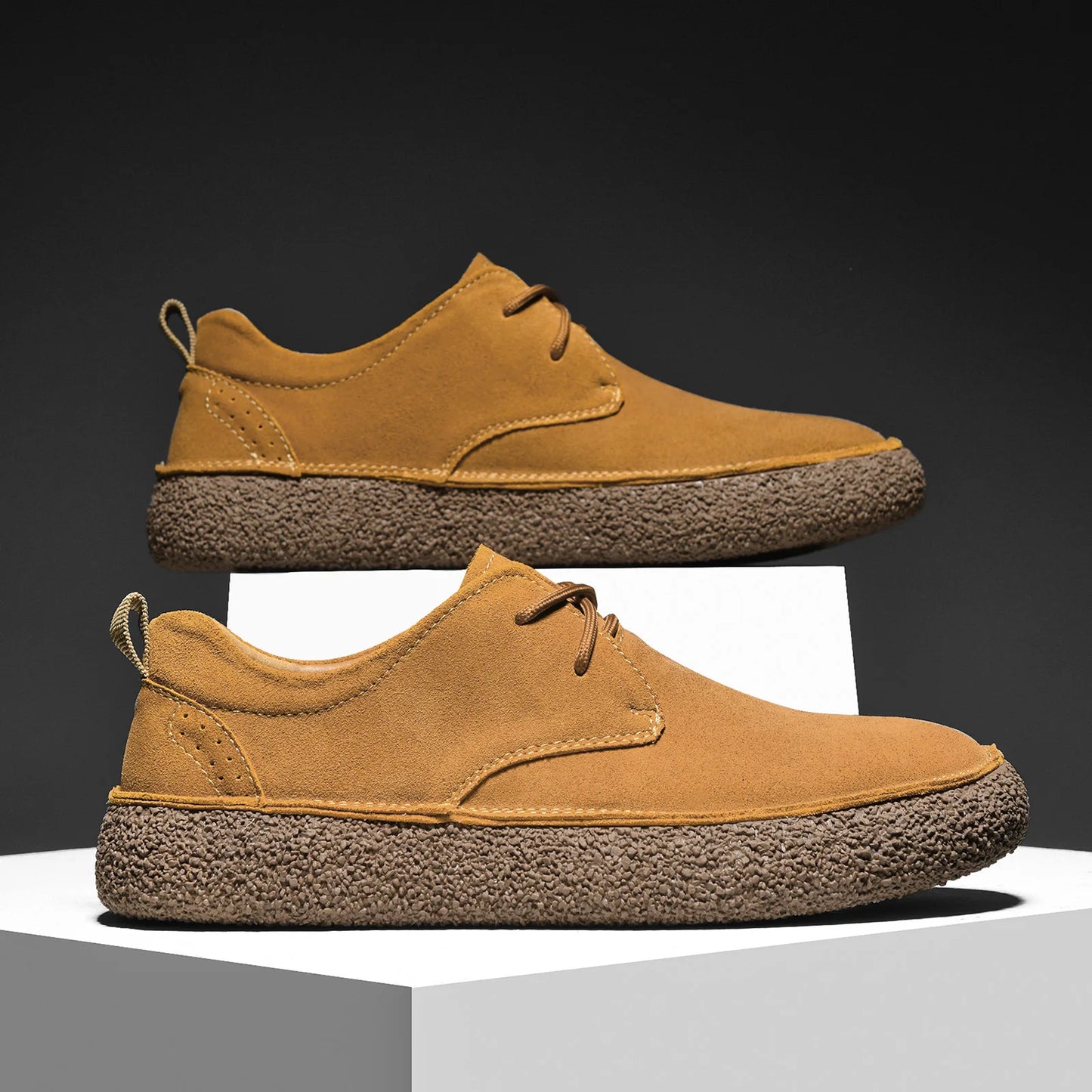 Men's Frosted Leather Casual Lace-Up Shoes