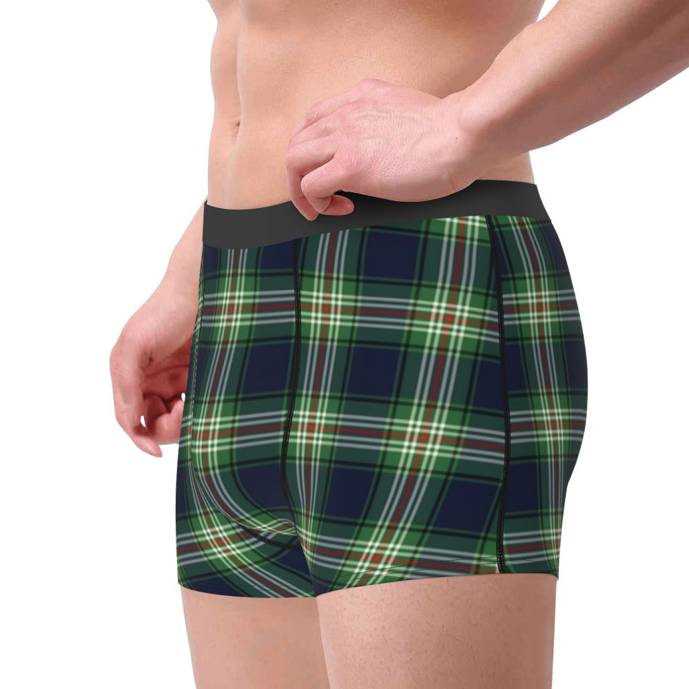 Black Watch Tartan Boxer Shorts for Men in Lycra and Polyester