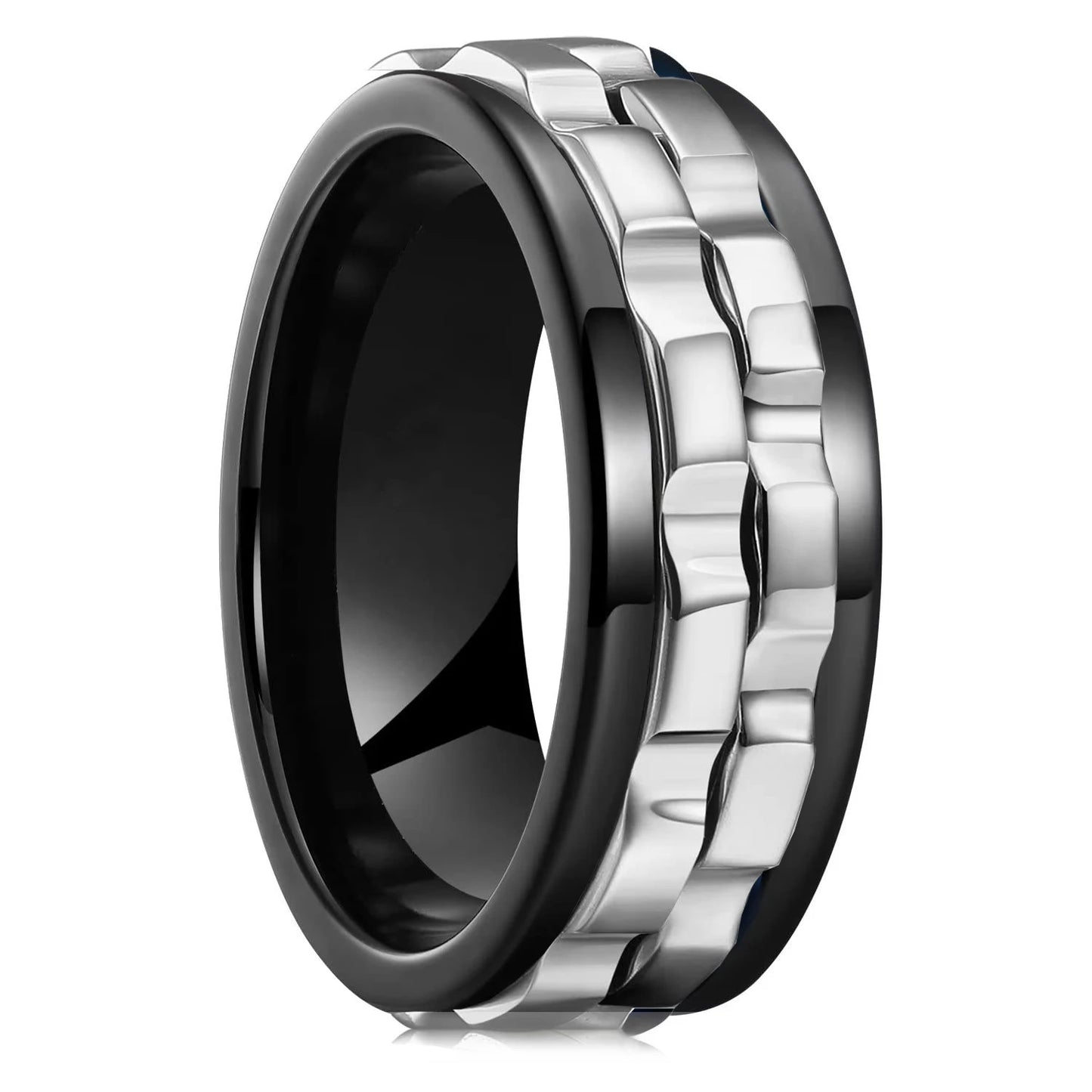 Carofeez Rotating Anxiety Ring Titanium Steel Chain Spinner Rings For Men
