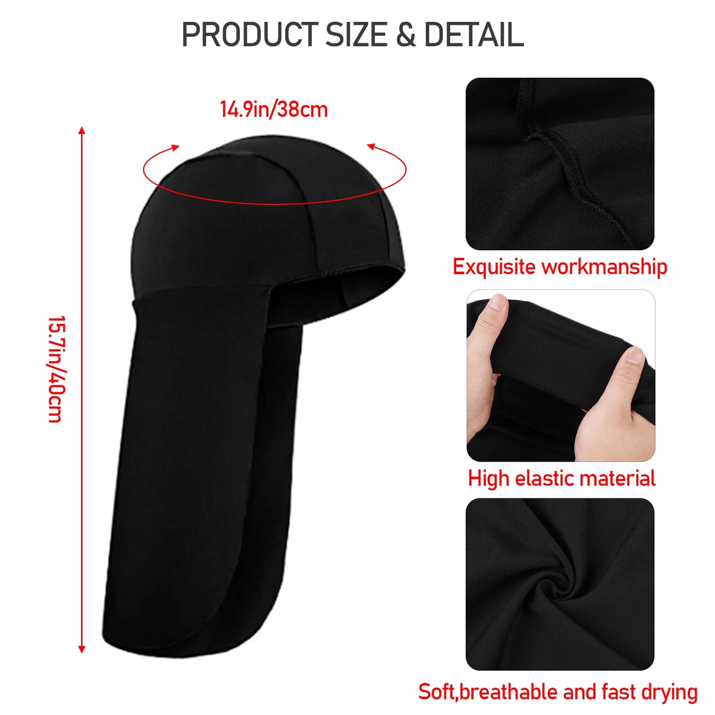 Black Polyester Cooling Cap Sun Shade Hat