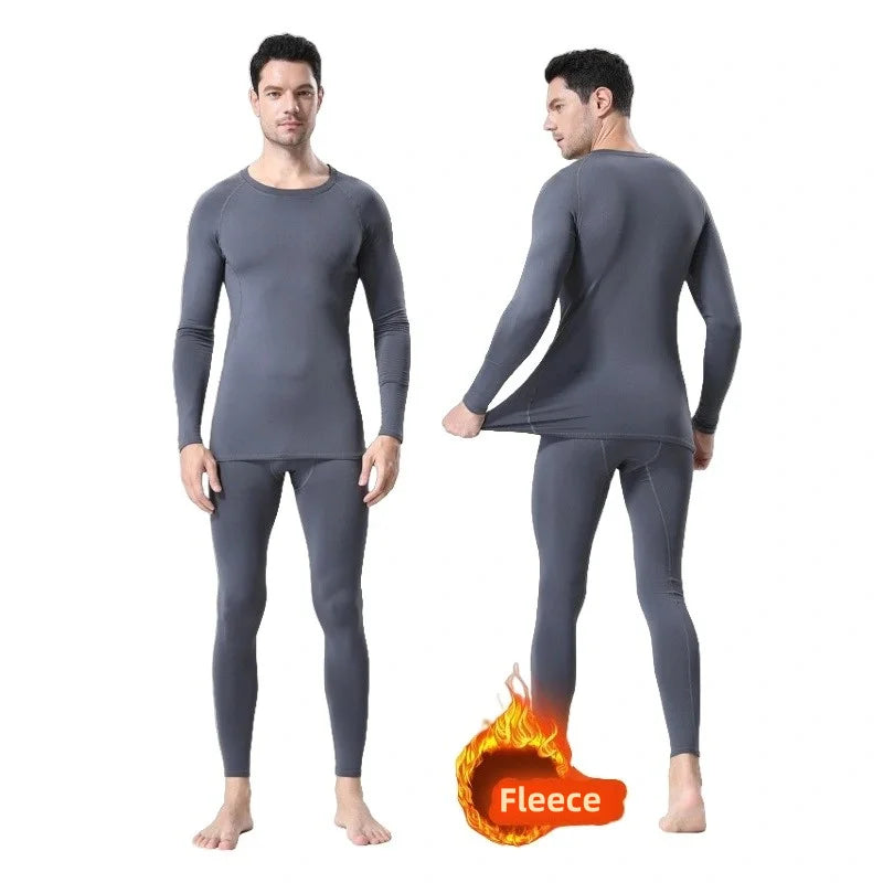 Men's Winter Thermal Underwear Thin Fleece Elastic Compression Fitness For Winter Sports