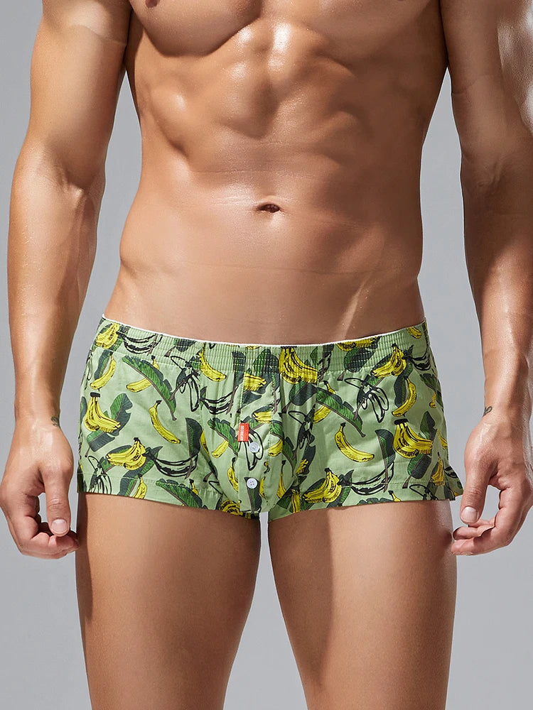 Cotton Boxer Briefs for Men with Banana Pattern