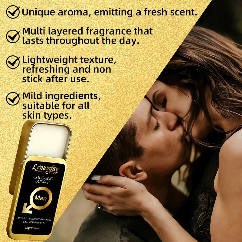 Lemonfay Men's Cologne Balm Portable Alcohol Free