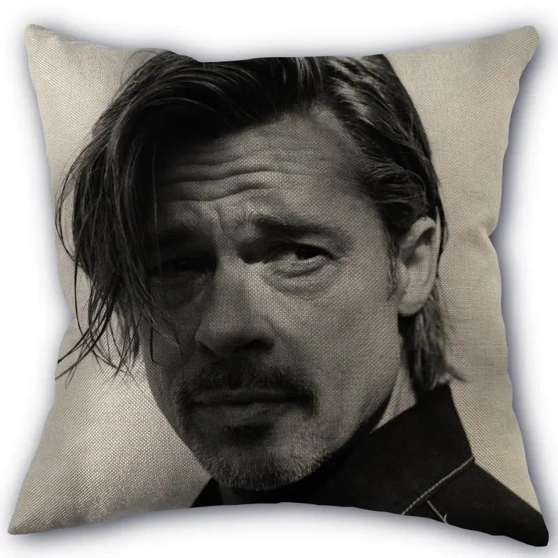 Custom Brad Pitt Pillowcase 45x45cm One Side Decoration Home Textile Cotton Pillow Cover 2026 +