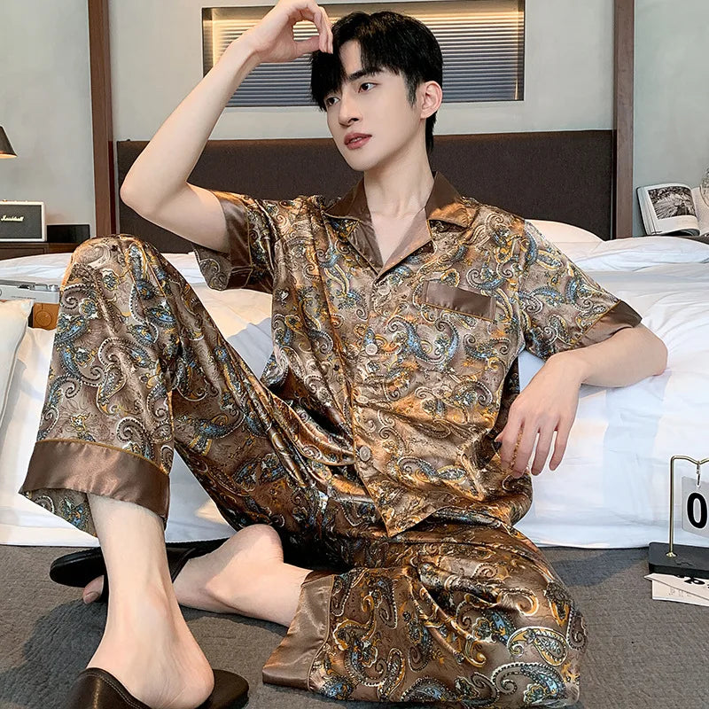 Thin Ice Silk Pajamas for Men