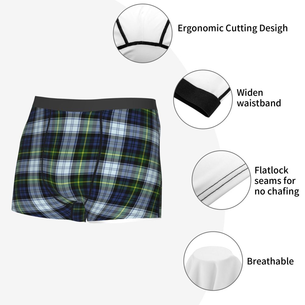 Black Watch Tartan Boxer Shorts for Men in Lycra and Polyester