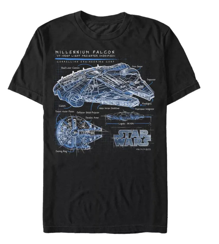 Star Wars Millennium Falcon T-Shirt Before the Holographic Crash of Atlantis