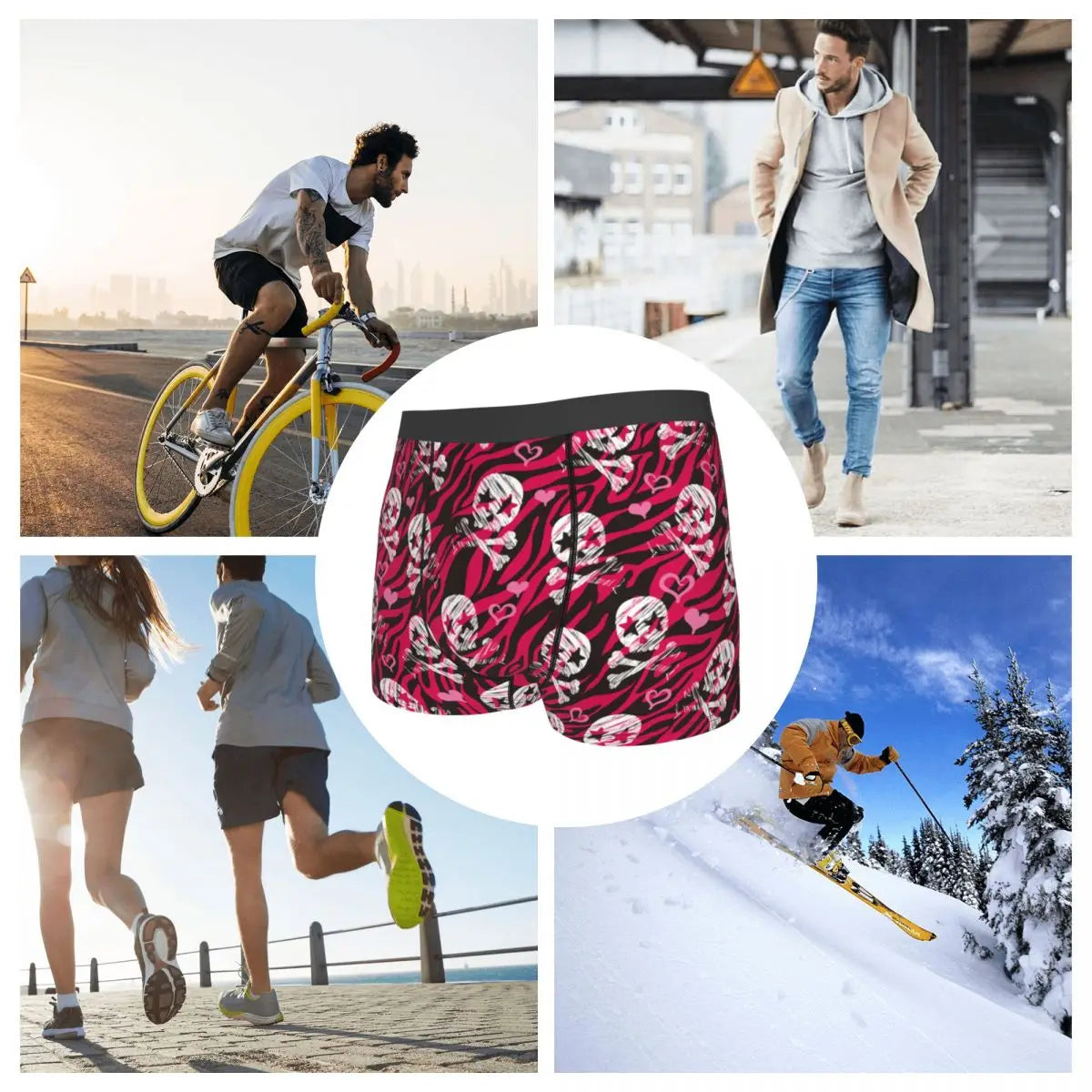 Zebra Star Skull Print Boxer Shorts for Men