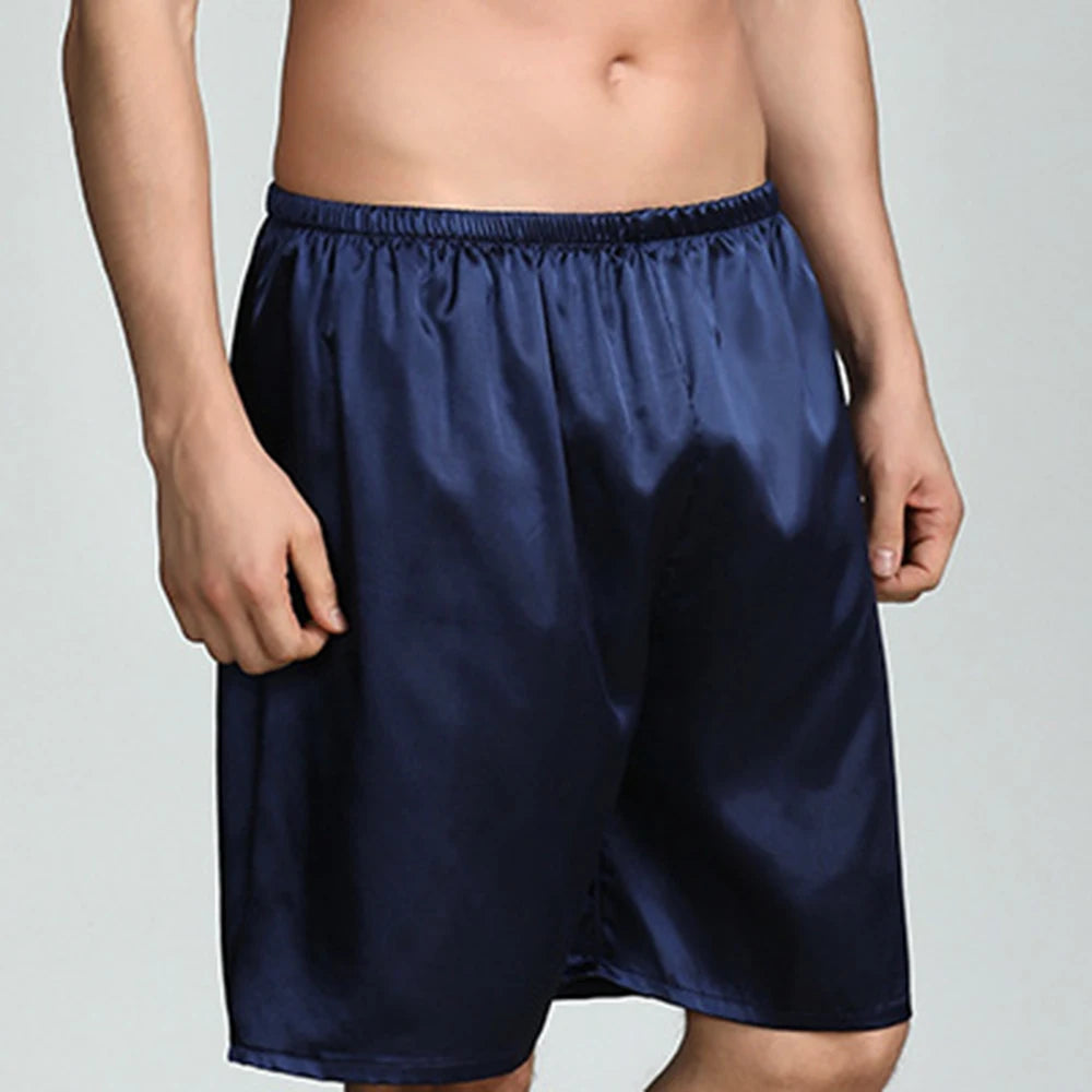 Mens Silky Satin Pajamas Pyjamas Pants Sleep Bottoms Nightwear Sleepwear Shorts Homewear 1pc Random Color