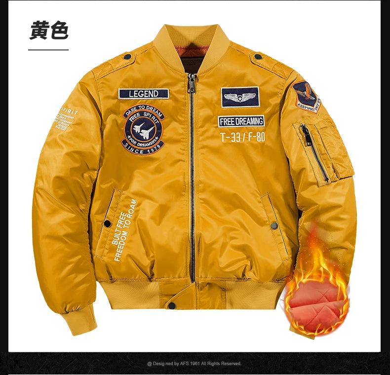 Bomber Jacket Men Thick Warm Jacket Men Military Aviator Pilot Coat