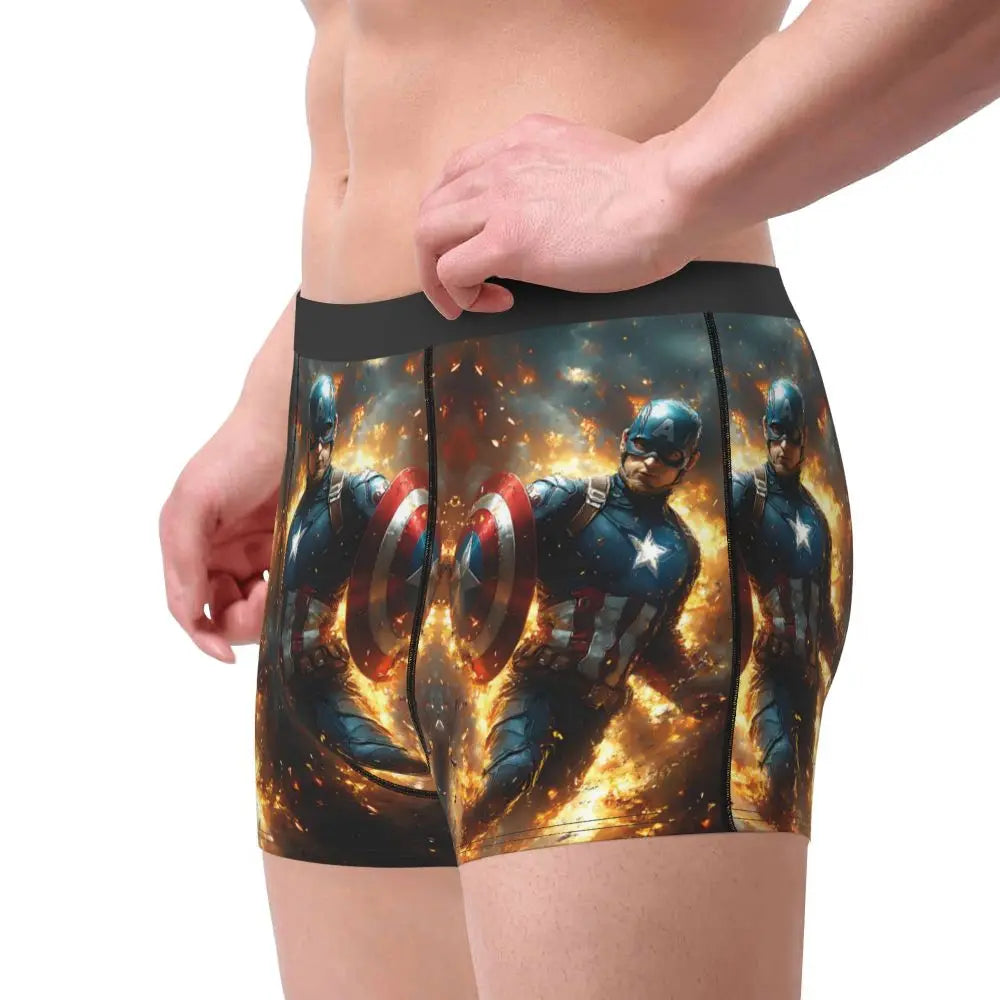 Captain America Comics Design Boxer Shorts for Men by MINISO