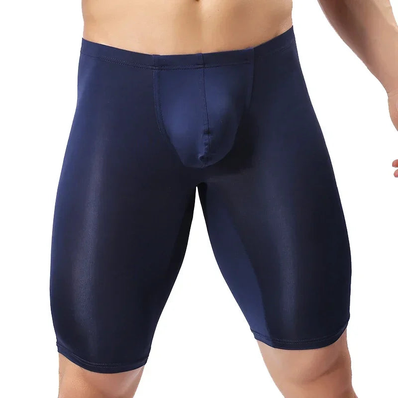 Men's Long Boxer Shorts U Convex Pouch in Various Colors