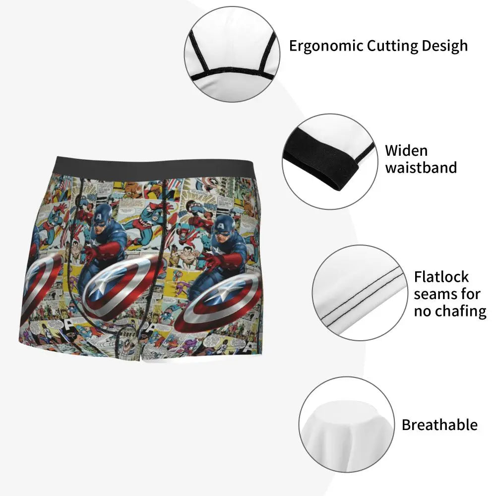 Captain America Comics Design Boxer Shorts for Men by MINISO