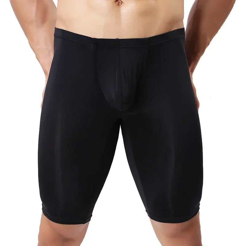 Men's Long Boxer Shorts U Convex Pouch in Various Colors