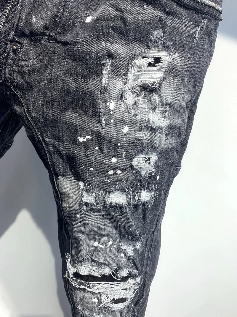 Men's Black Slim Fit Jeans in Cotton