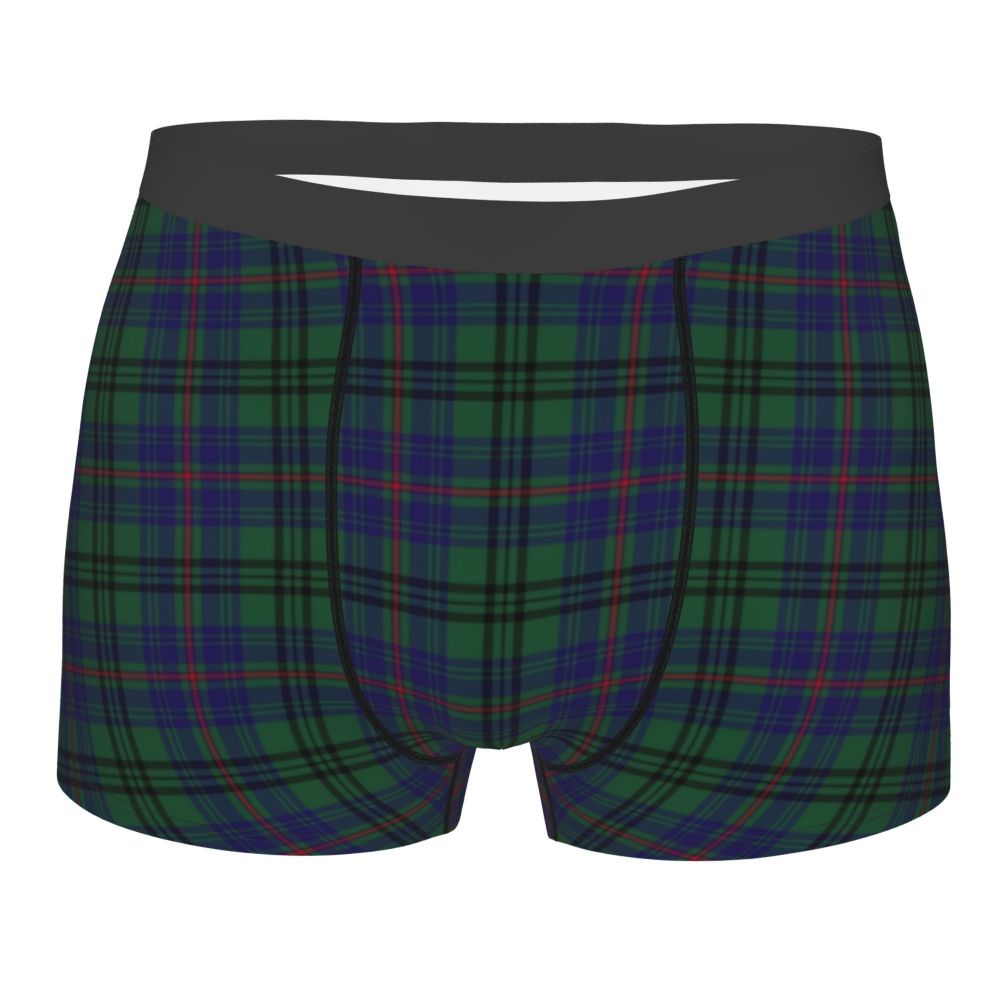 Black Watch Tartan Boxer Shorts for Men in Lycra and Polyester