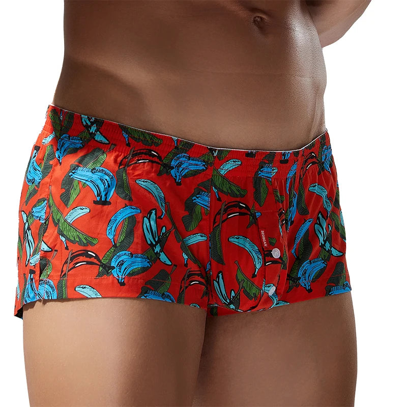 Cotton Boxer Briefs for Men with Banana Pattern