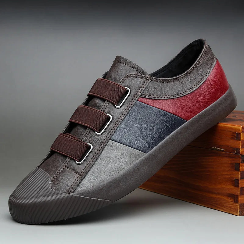 YBQJOO Mens Casual Leather Trainers for Autumn