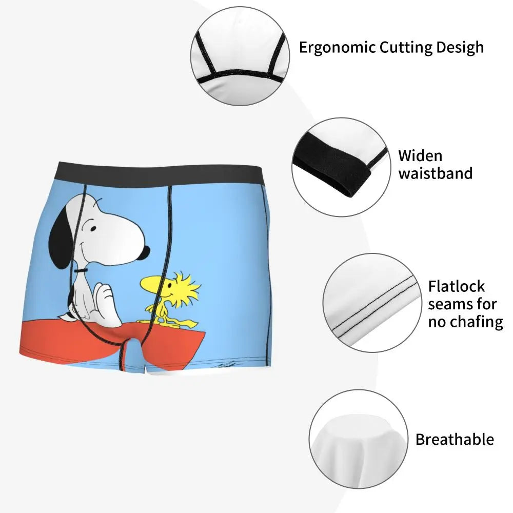 Snoopy Boxer Briefs for Men - Giggle Print Polyester Blend