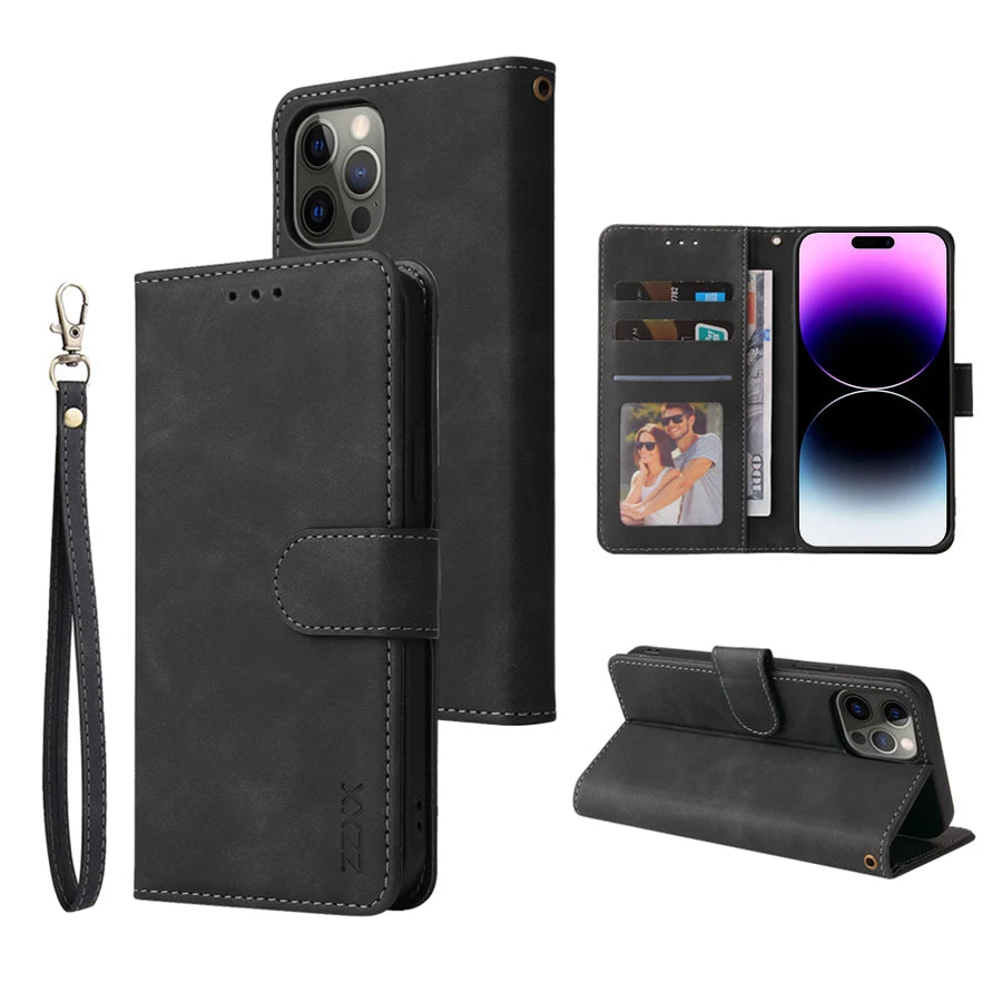 Brand ZZXX Leather Wallet Phone Case For iPhone 16e 16 Pro Max  Plus Flip Card