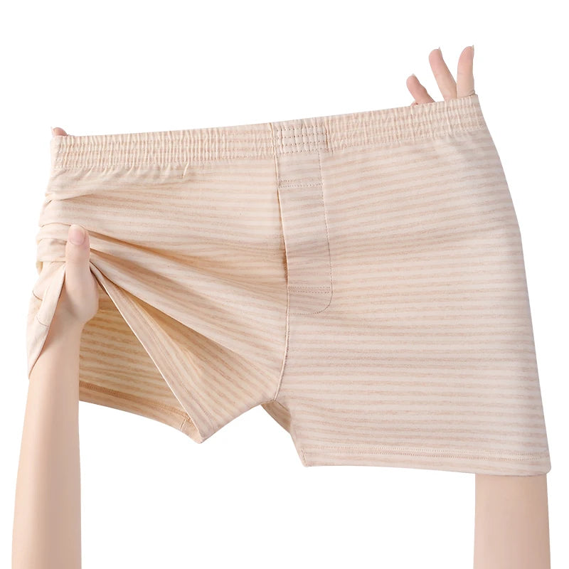 Men's Cotton Boxer Shorts with Striped Pattern