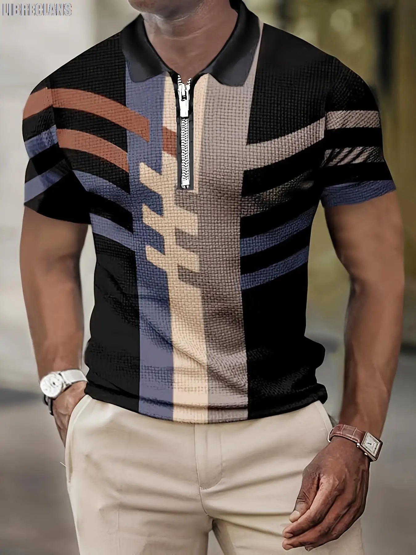 Men's Short-Sleeved POLO Shirt Summer Retro Striped