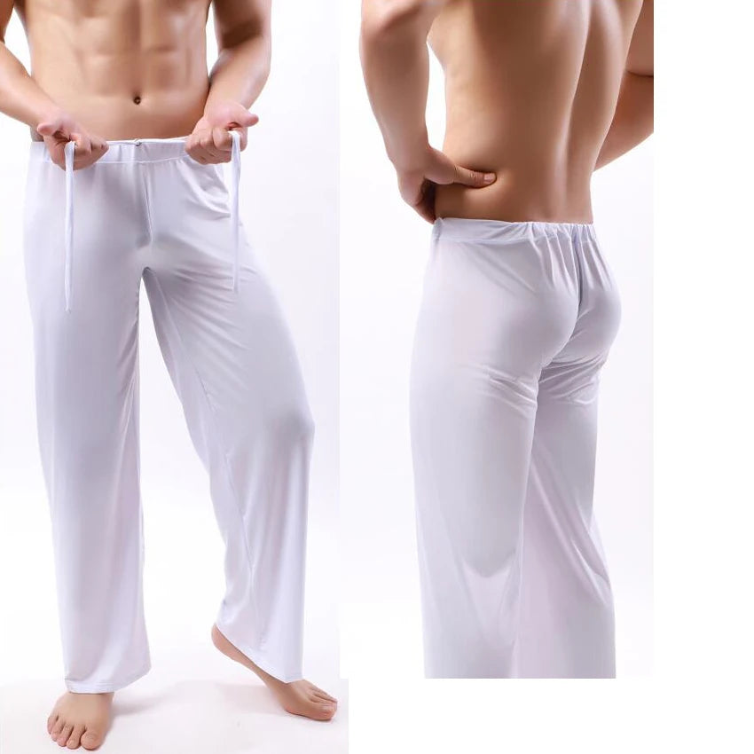 Men's Ice Silk Pyjamas Pants Soft Sleeping Bottoms Nightwear Sleepwear Trousers Casual Loose Hombre Breathable Underwear