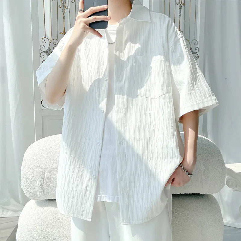 LEGIBLE Casual Short Sleeve Shirts for Men 4XL 5XL