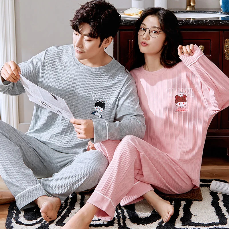 Cotton Korean Men Pajama Set Sleepwear