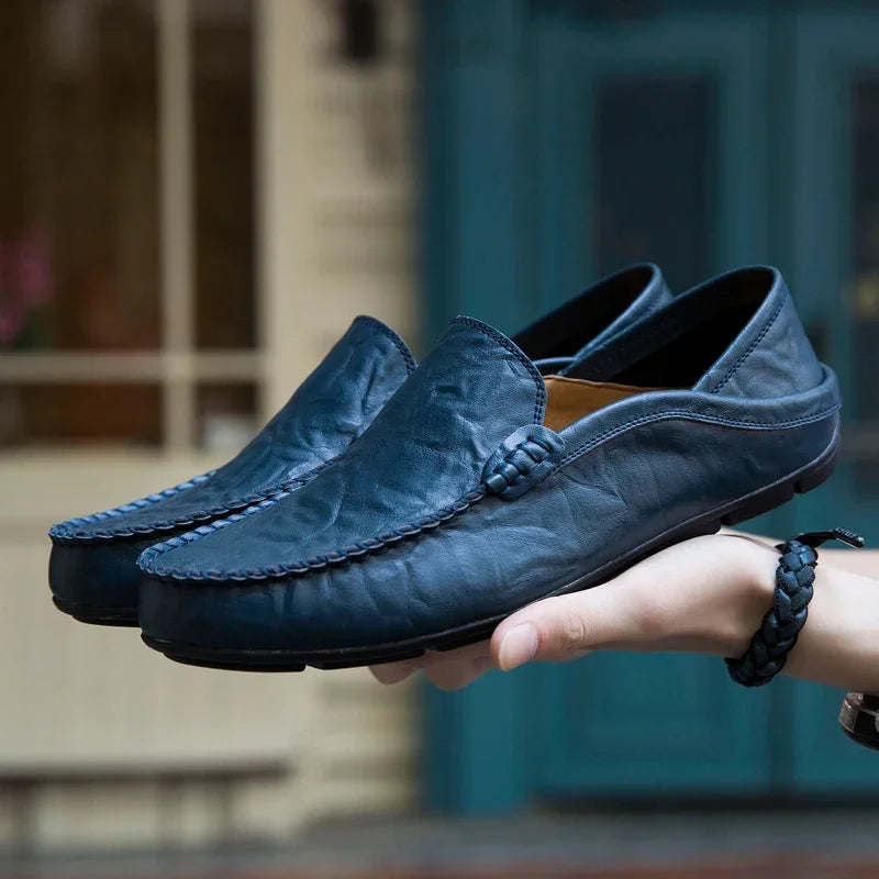 Men's Casual Genuine Leather Loafers Slip-On Shoes