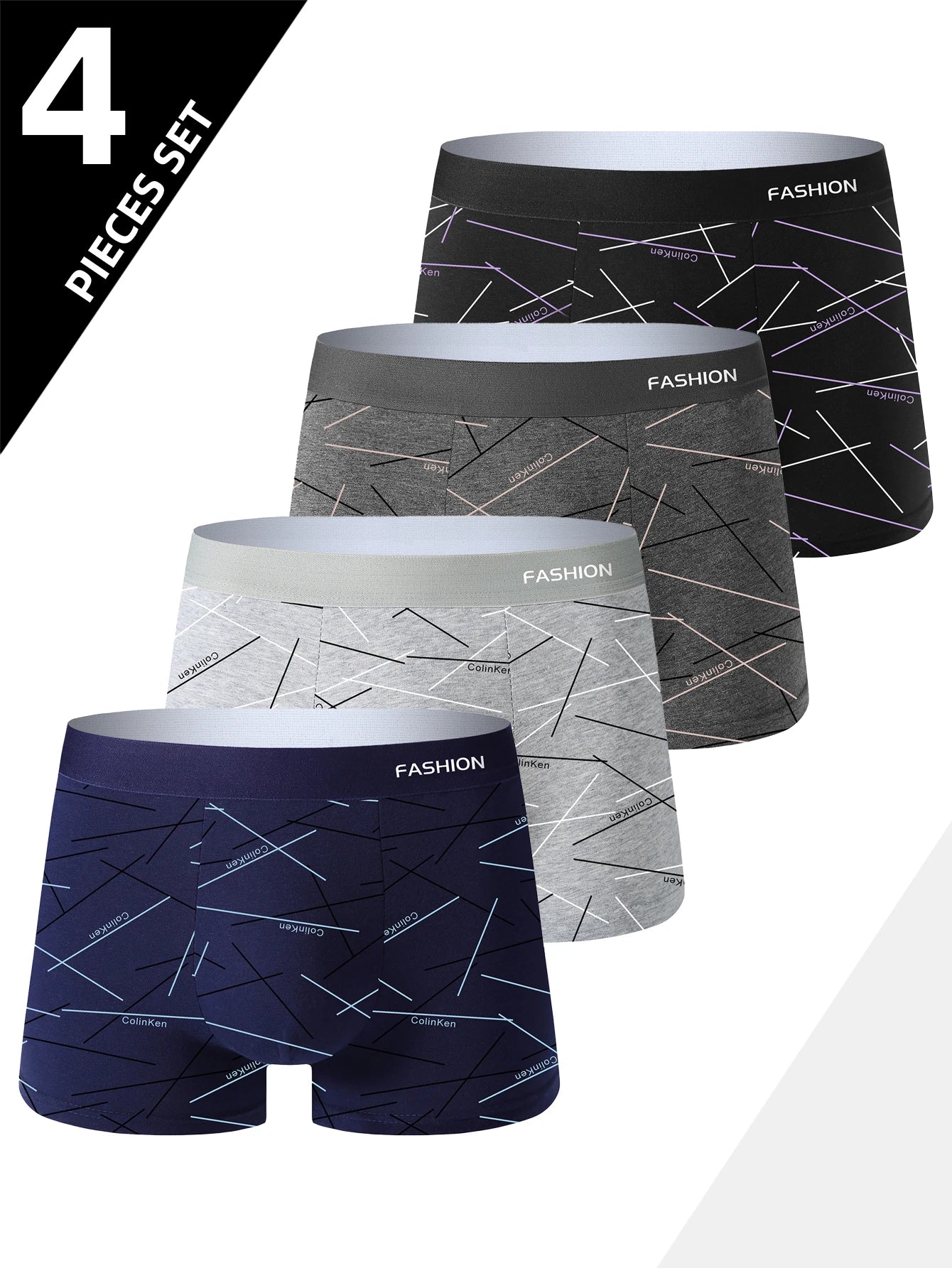 Men's Boxer Shorts, 4pcs Soft Polyester Elastane Set