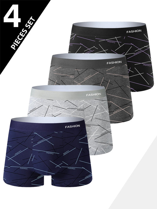 4pcs Men's Boxer, comfortable, soft and fashionable Boxer Shorts