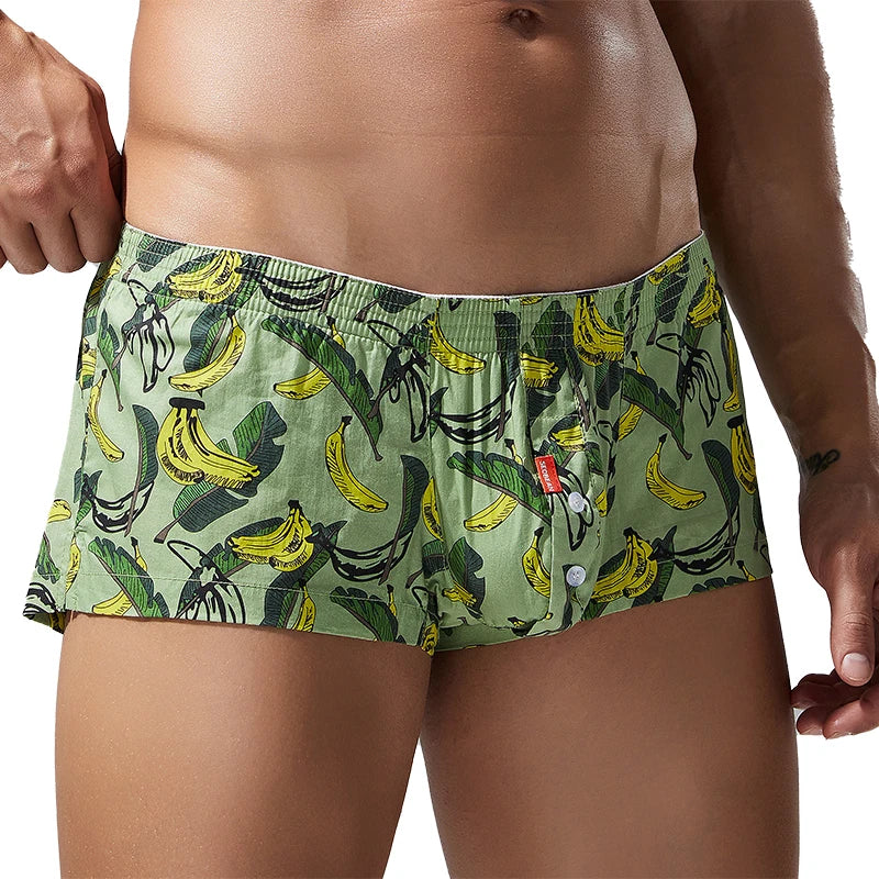Cotton Boxer Briefs for Men with Banana Pattern