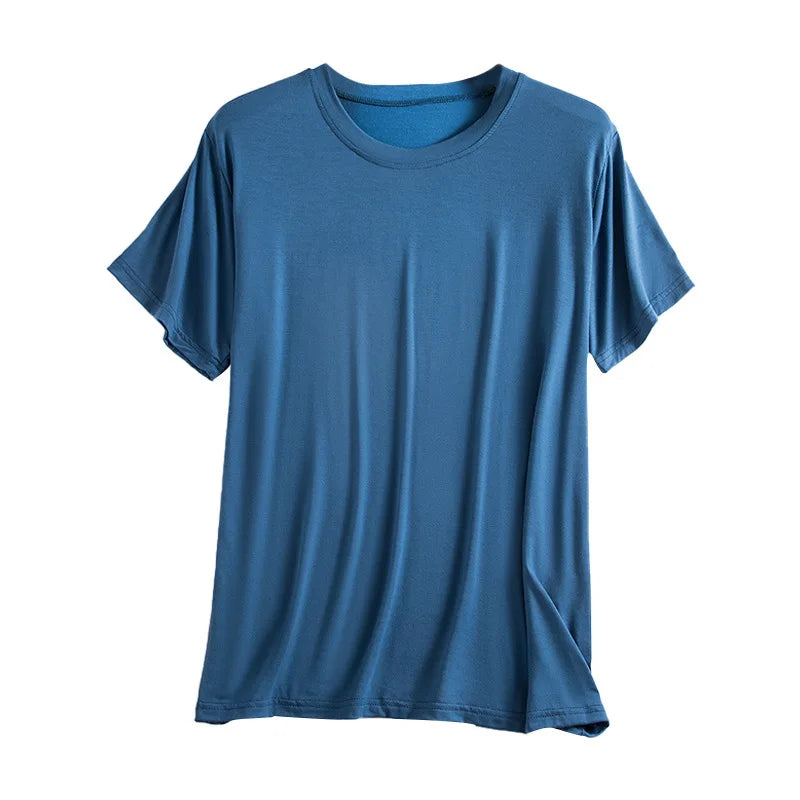 Summer Cool Mens Loungewear Pajama Short Sleeve Crew Neck T Shirt Big Size for Home Outdoor Wear