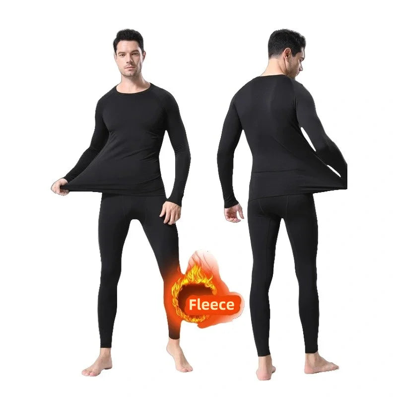 Men's Winter Thermal Underwear Thin Fleece Elastic Compression Fitness For Winter Sports