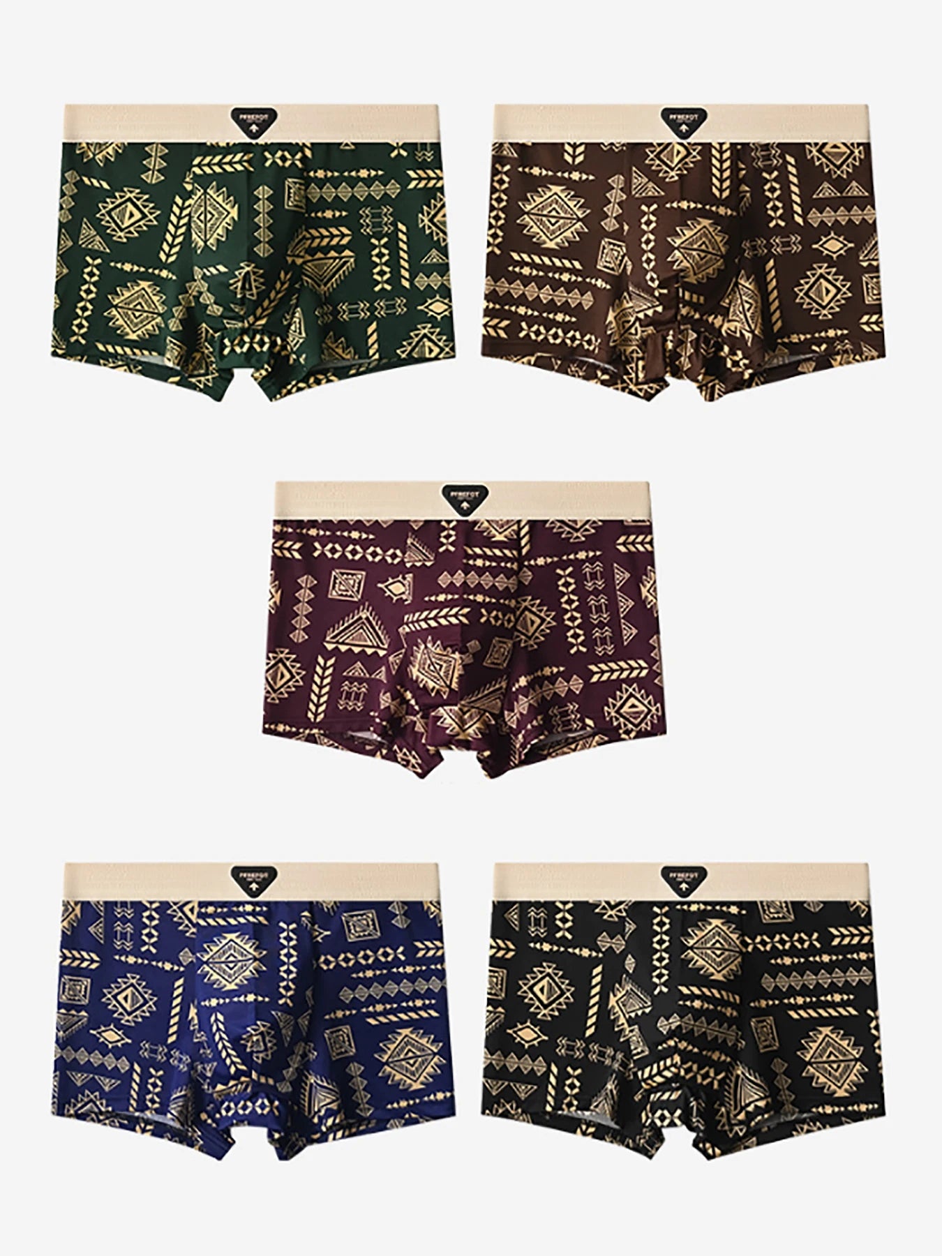 Men's Boxer Briefs Retro Ethnic Print 5-Pack