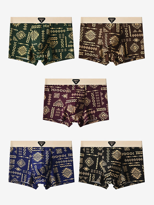 Men's Boxer Briefs 5-Pack Retro Ethnic Print Set