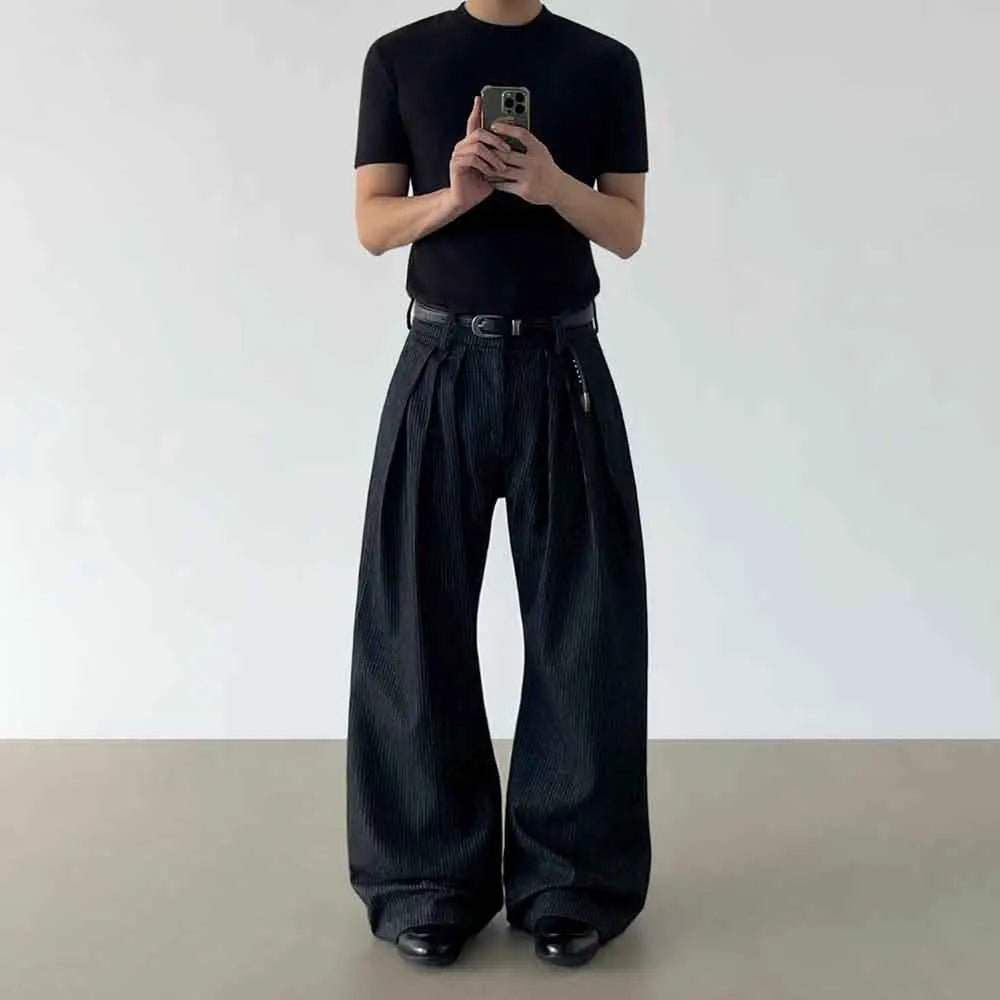Mens Wide Leg Jeans Casual Pants for Autumn and Winter