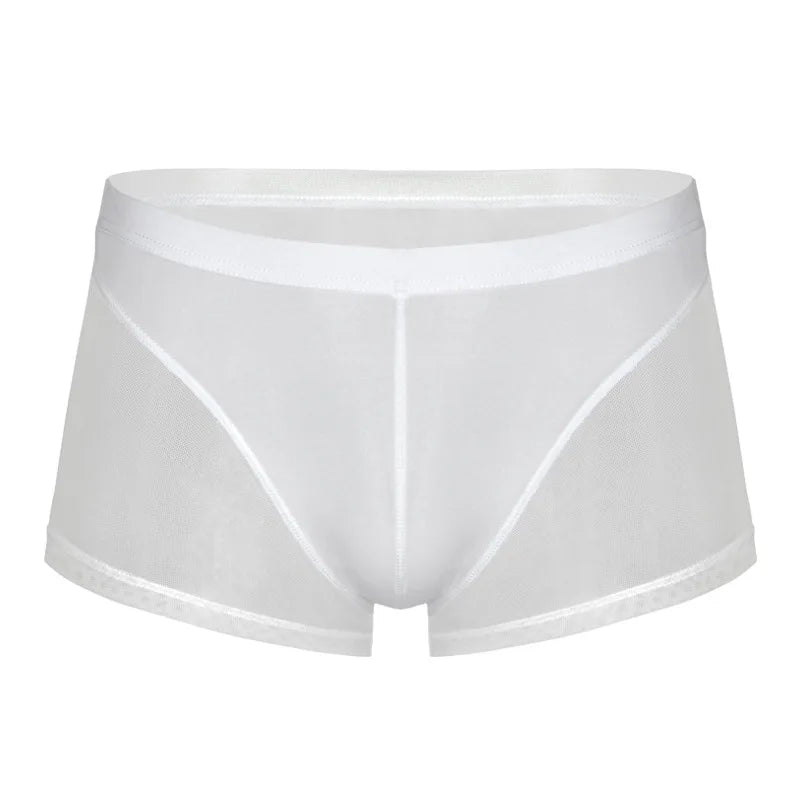 Men's Transparent Breathable Boxer Shorts with U Convex Pouch