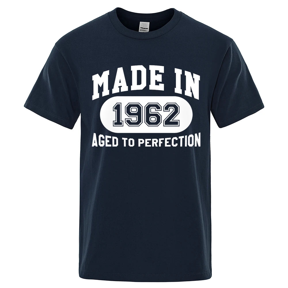 Made In 1962 Aged To Perfection Mens Tee Clothes Hip Hop Breathable Cotton T Shirt Short Sleeve Tops Summer Streetwear T-Shirt