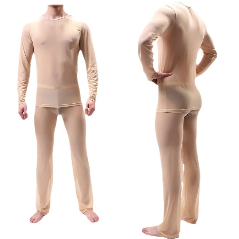 Men's Sheer Pajama Set See-Through Sleepwear