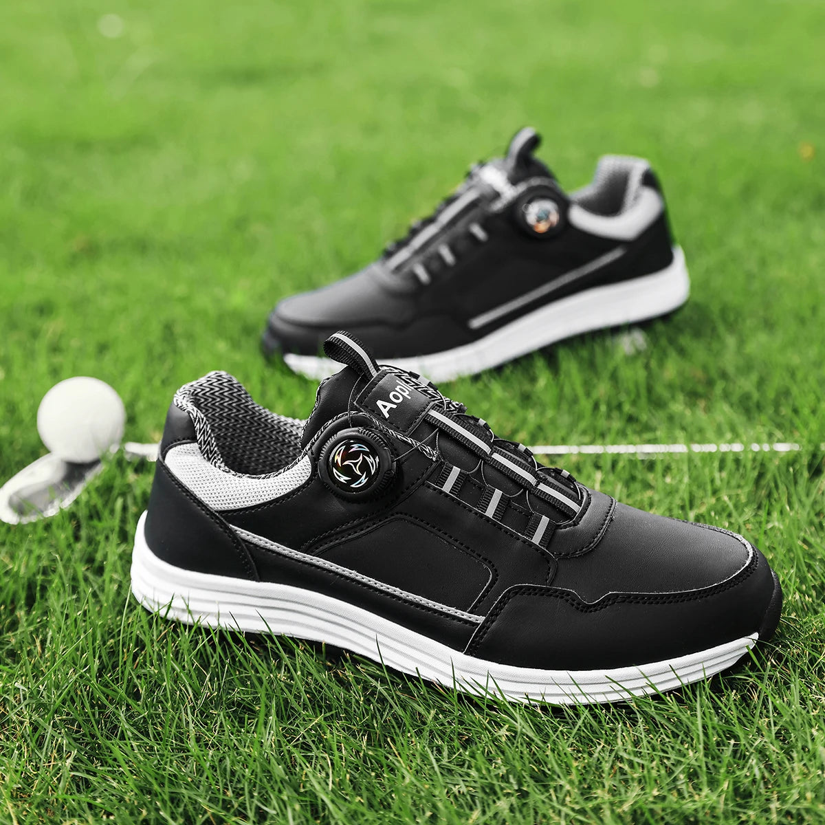 Men's Waterproof Golf Shoes with Lace-Up Closure