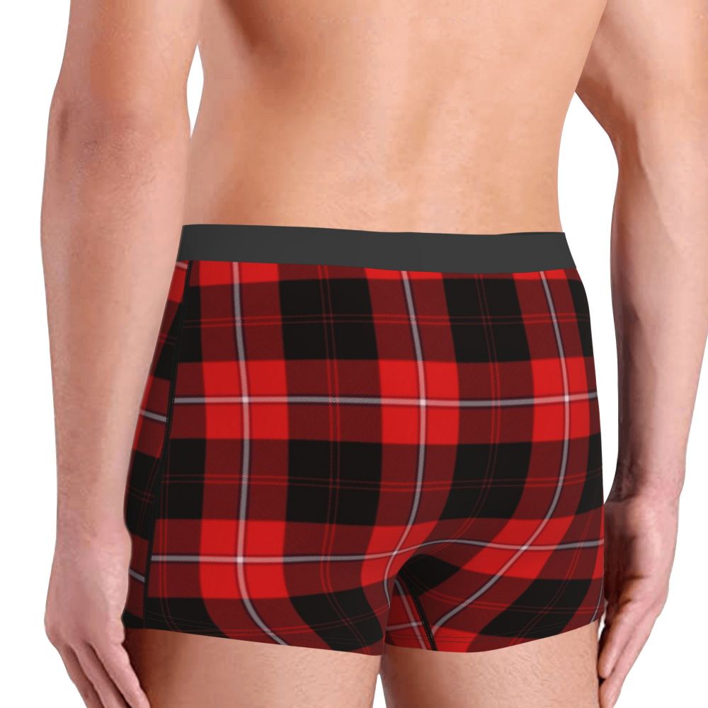 Black Watch Tartan Boxer Shorts for Men in Lycra and Polyester