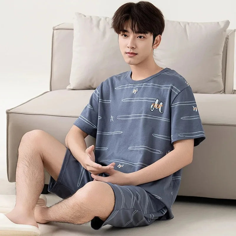 Summer Cotton Pyjamas Casual Pajamas Sleep Tops Shorts For Men Lovely Panda Print Pajama Sets Comfortable Cool Sleepwear 2022